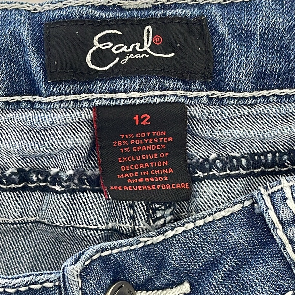 Earl Jeans Cropped Embroidered Sequined Sz 12‎ - Picture 3 of 8